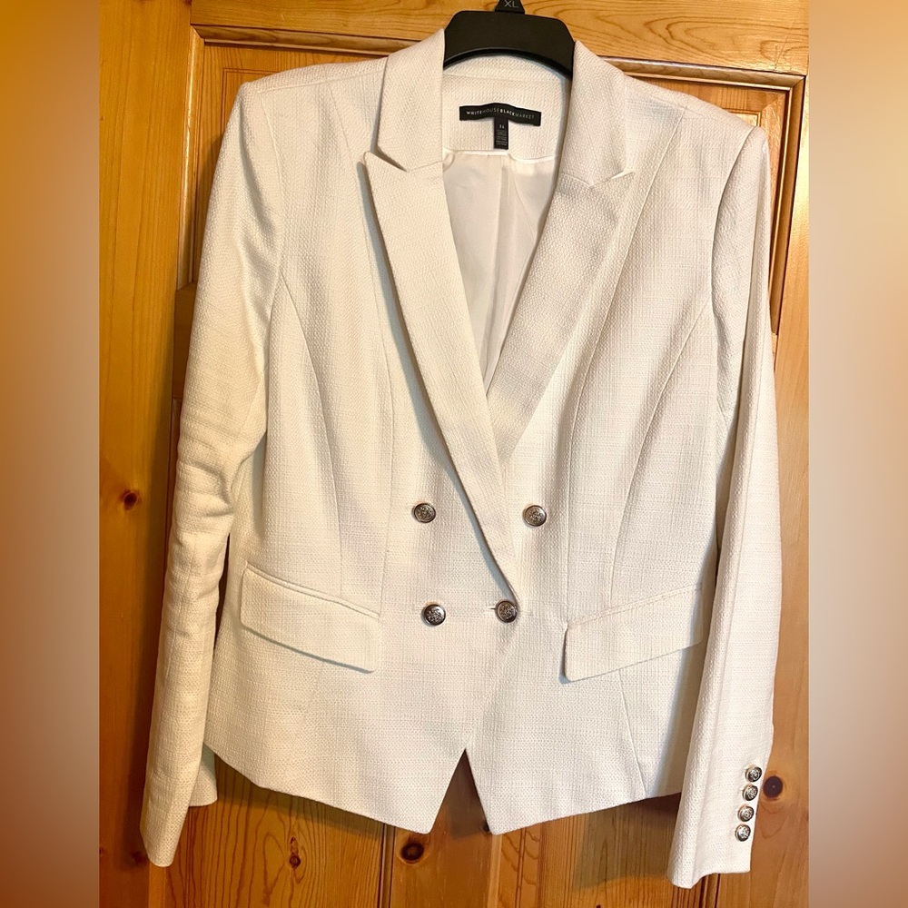 White House Black Market White/Ivory  Blazer Modern Tailored- Weskit Style